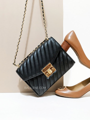 Michael Kors 35T0GXOL2U Rose Medium Flap Quilted Shoulder Bag Black