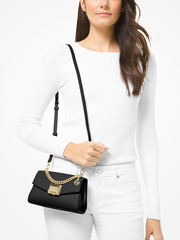 Michael Kors 35T0GXPC1O Lita Small Leather Crossbody Bag Black