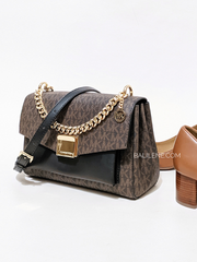 Michael Kors Lita Medium Two-Tone Logo Crossbody Bag Brown/Black