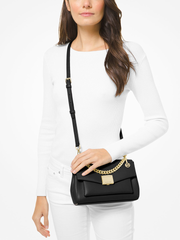 Michael Kors 35T0GXPL2O Lita Medium Leather Crossbody Bag Black