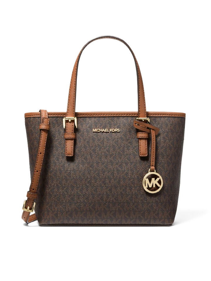 Michael Kors Jet Set Travel Extra-Small Logo Top-Zip Tote Bag Brown
