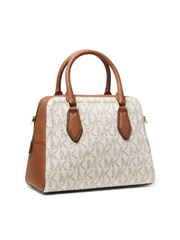 Michael Kors 38F1CYVS2B Ayden Medium Logo and Faux Leather Satchel Vanilla