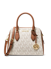 Michael Kors 38F1CYVS2B Ayden Medium Logo and Faux Leather Satchel Vanilla