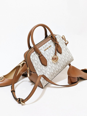 Michael Kors 38F1CYVS2B Ayden Medium Logo and Faux Leather Satchel Vanilla