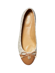Michael Kors 40F0MLFPAB Melody Logo and Leather Ballet Flat Vanilla