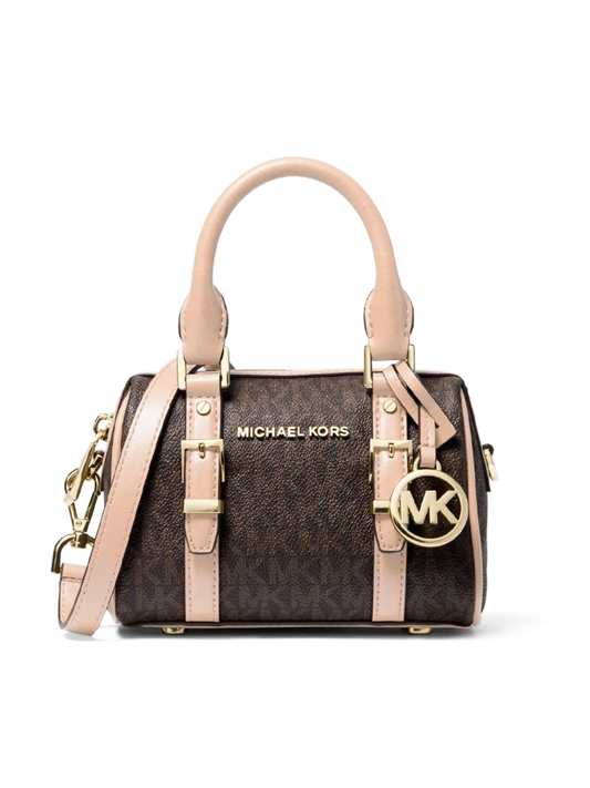 Michael Kors Bedford Legacy Extra-Small Logo Duffle Crossbody Bag Brown/Soft Pink