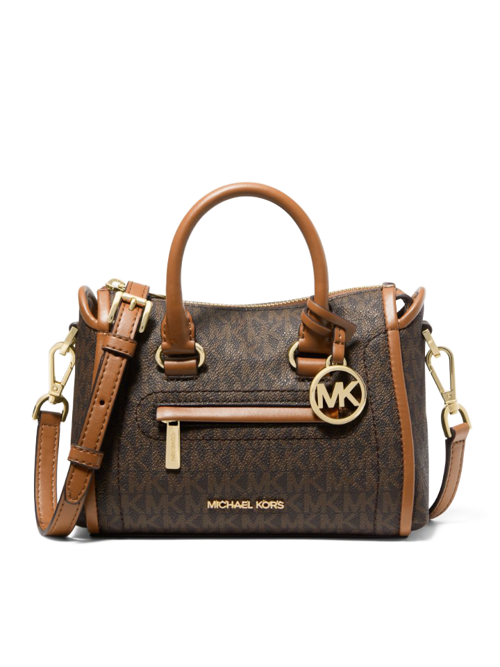 Michael-Kors-Carine-Extra-Small-Logo-Satchel-Brown-Balilene-depan