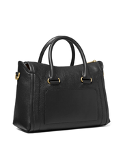Michael Kors Carine Medium Pebbled Leather Satchel Bag Black