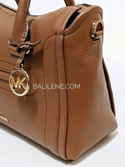 Michael Kors Carine Medium Pebbled Leather Satchel Bag Luggage