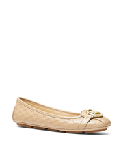 Michael Kors Fulton Logo Embossed Faux Leather Moccasin Camel