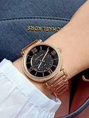 Michael Kors MK3356 Catlin Black Crystal Pave Dial Rose Gold