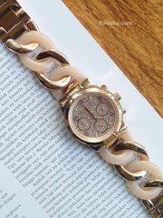 Michael Kors MK4283 Runway Twist Rose Dial Rose Gold-tone Ladies Watch