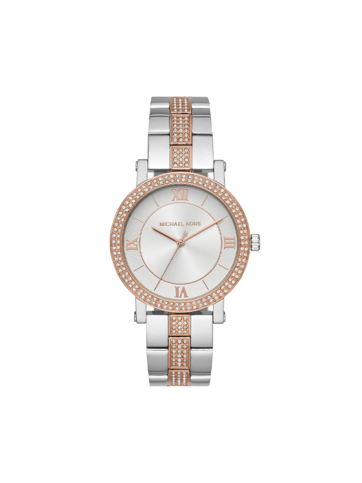 Michael Kors MK4406 Silver Two-Tone Norie Three-hand Pave Watch