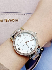 Michael Kors MK4406 Silver Two-Tone Norie Three-hand Pave Watch