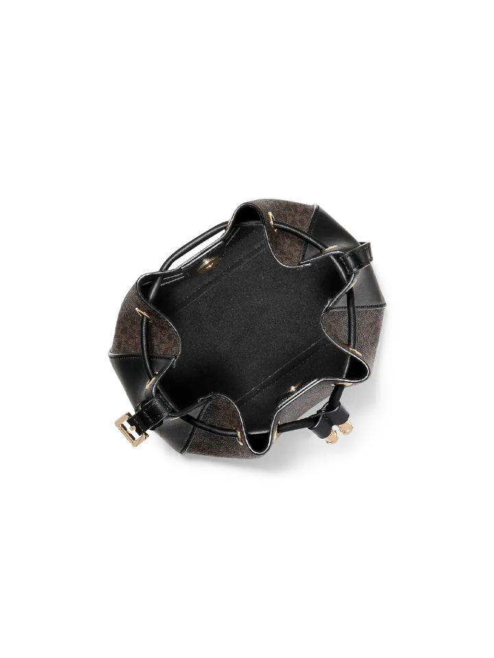 Michael-Kors-Phoebe-Small-Logo-Bucket-Bag-Brown-Black-Balilene-dalam