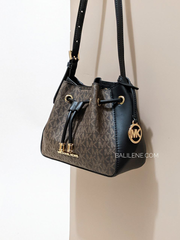 Michael Kors Phoebe Small Logo Bucket Bag Brown Black