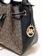 Michael Kors Phoebe Small Logo Bucket Bag Brown Black