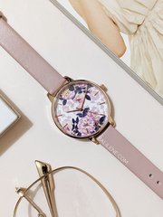 Olivia Burton Wild Flower Faux Leather Strap Watch