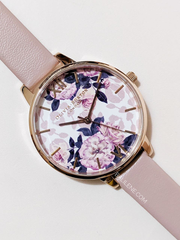Olivia Burton Wild Flower Faux Leather Strap Watch