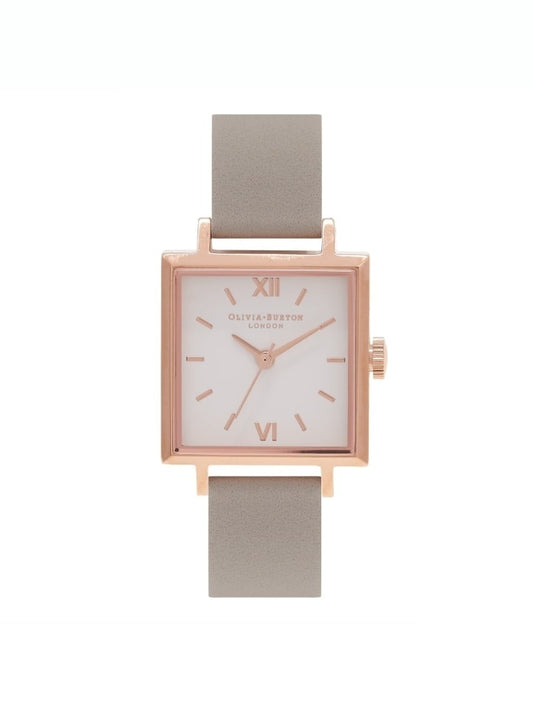Olivia Burton Midi Square Dial Grey & Rose Gold Watch