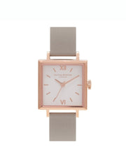 Olivia Burton Midi Square Dial Grey & Rose Gold Watch