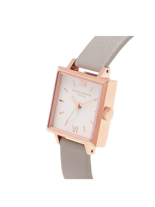 Olivia Burton Midi Square Dial Grey & Rose Gold Watch