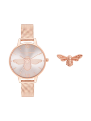 Olivia-Burton-OBGSET42-3D-Bee-Rose-Gold-Mesh-Bracelet-Watch-Balilene-depan