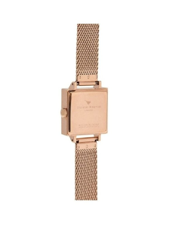 Olivia Burton Small Dial Square Rose Gold Mesh Balilene