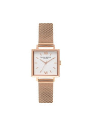 Olivia Burton Small Dial Square Rose Gold Mesh