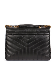 Saint Laurent Loulou Medium Chain Bag In Quilted Leather Black