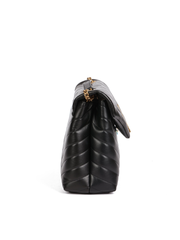 Saint Laurent Loulou Medium Chain Bag In Quilted Leather Black