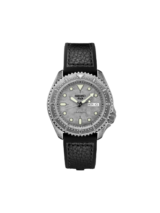 Seiko 5 Sports SRPE79K1 Automatic Grey Dial Black Calfskin Silicone Strap