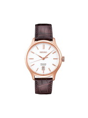 Seiko SRPD42J1 Presage Zen Garden Automatic White Dial Brown Leather Strap