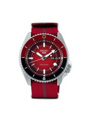 Seiko SRPF67K1 5 Sports x Naruto & Boruto SARADA UCHIHA Red Dial Red Maroon Nylon Leather Strap Men’s Watch