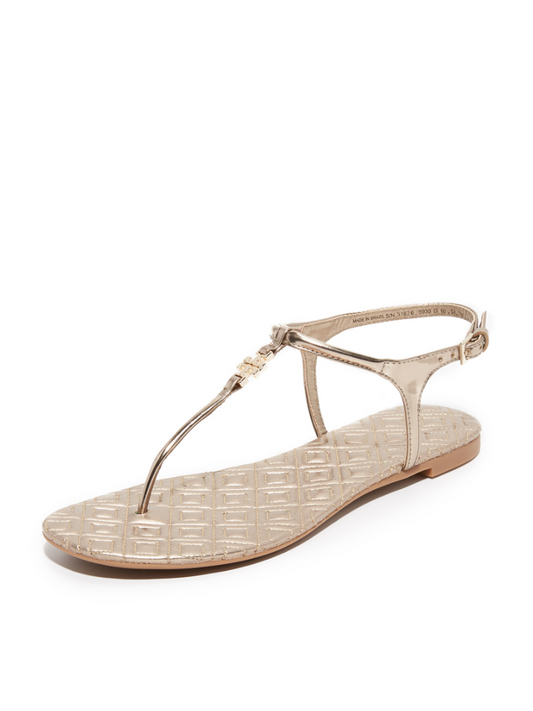 Tory Burch 44479 Marion Quilted Sandal Dress Mirror Metallic