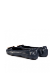 Tory Burch Minnie Travel Ballet With Metal Ink Navy/Gold