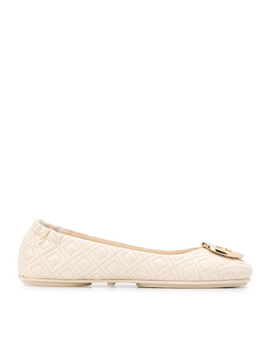 Tory Burch 50736 Quilted Minnie Nappa Leather New Cream Size 8