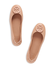 Tory Burch 51158251 Minnie Travel Ballet With Logo Soft Nappa Leather Light Oak