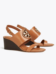Tory Burch 56115 Metal Miller 65mm Wedge Tan /rosegold Size 7.5