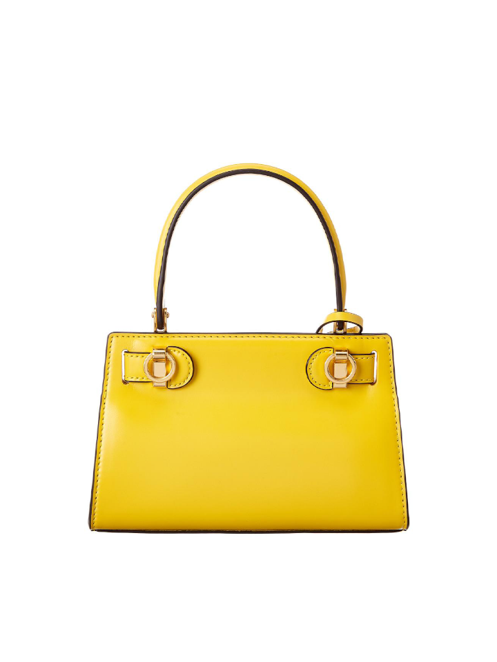 Tory Burch Mini Lee Radziwill Leather Bag - Yellow In Lemon Drop