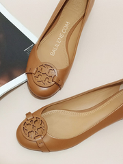 Tory Burch 57984 Gabriel Ballet Flat Veg Napa Leather Royal Tan