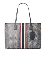 Tory Burch 58450 Gemini Link Canvas Top-Zip Tote Large Navy