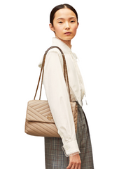 Tory Burch 58465 Kira Chevron Convertible Shoulder Bag Gray Heron