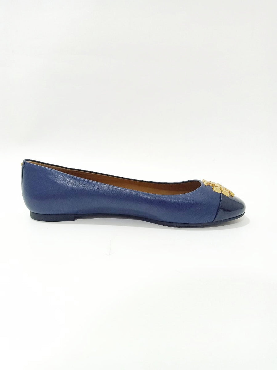 Tory Burch 60226 Everly Cap Toe Ballet Nappa Leather Royal Navy Balilene