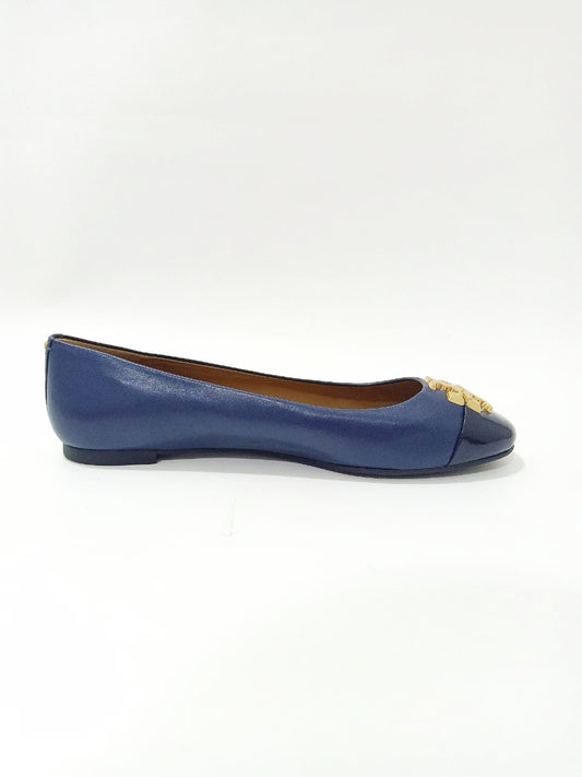 Tory Burch 60226 Everly Cap Toe Ballet Nappa Leather Royal Navy