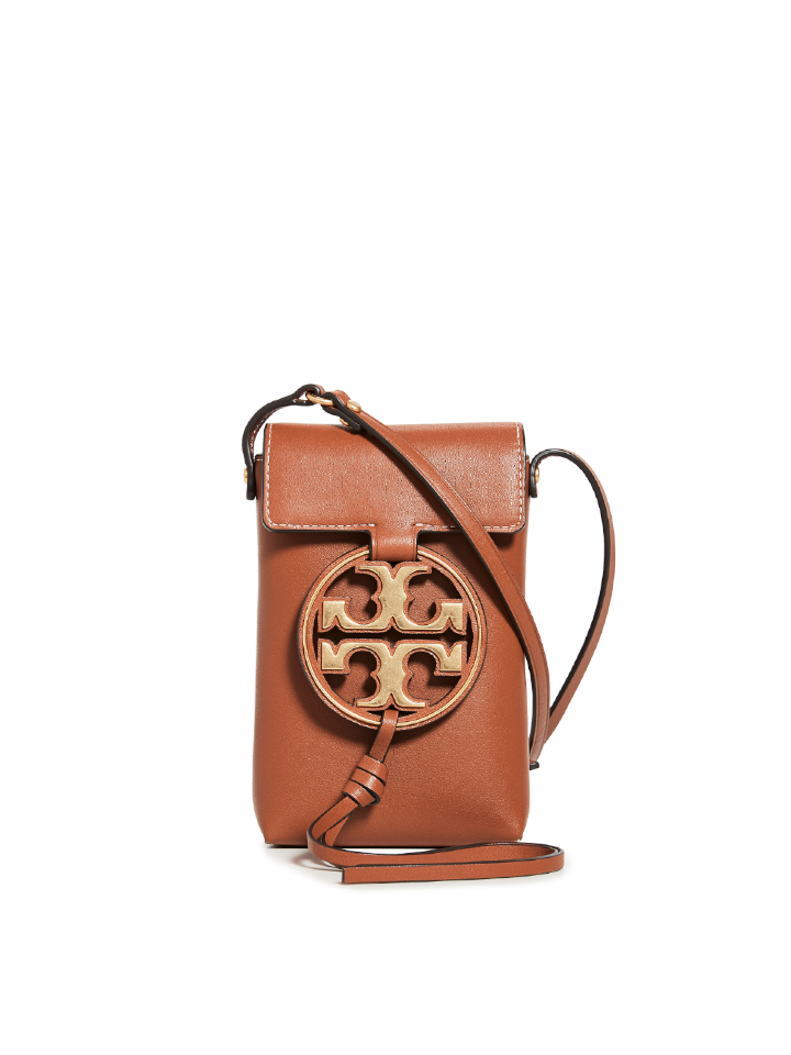 Tory Burch 61183 Miller Metal-Logo Phone Crossbody Aged Camello Tory Burch 61183 Miller Metal-Logo Phone Crossbody Aged Camello