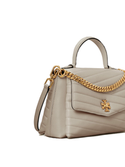 Tory Burch 61674 Kira Chevron Top Handle Satchel Gray Heron