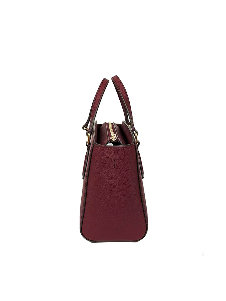 Tory Burch Emerson Top Zip Tote Bag Small Imperial Garnet in