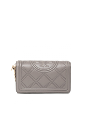 Tory Burch Fleming Soft Wallet Crossbody Bag Grey Heron