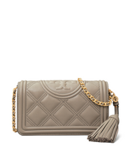 Tory Burch Fleming Soft Wallet Crossbody Bag Grey Heron